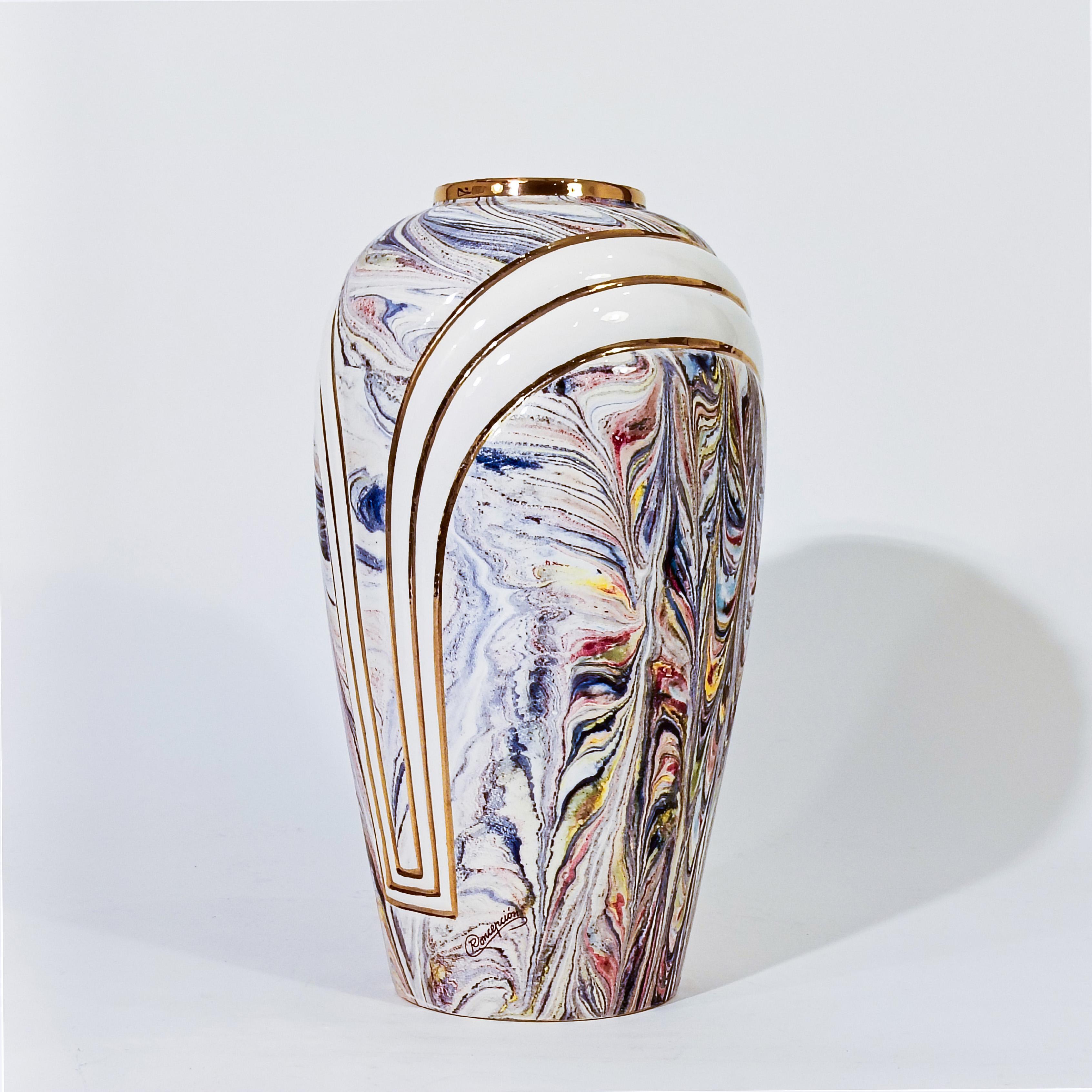 Spagnolo Hollywood Regency. Grande vaso postmoderno in ceramica di Manises, Spagna, anni '80 in vendita