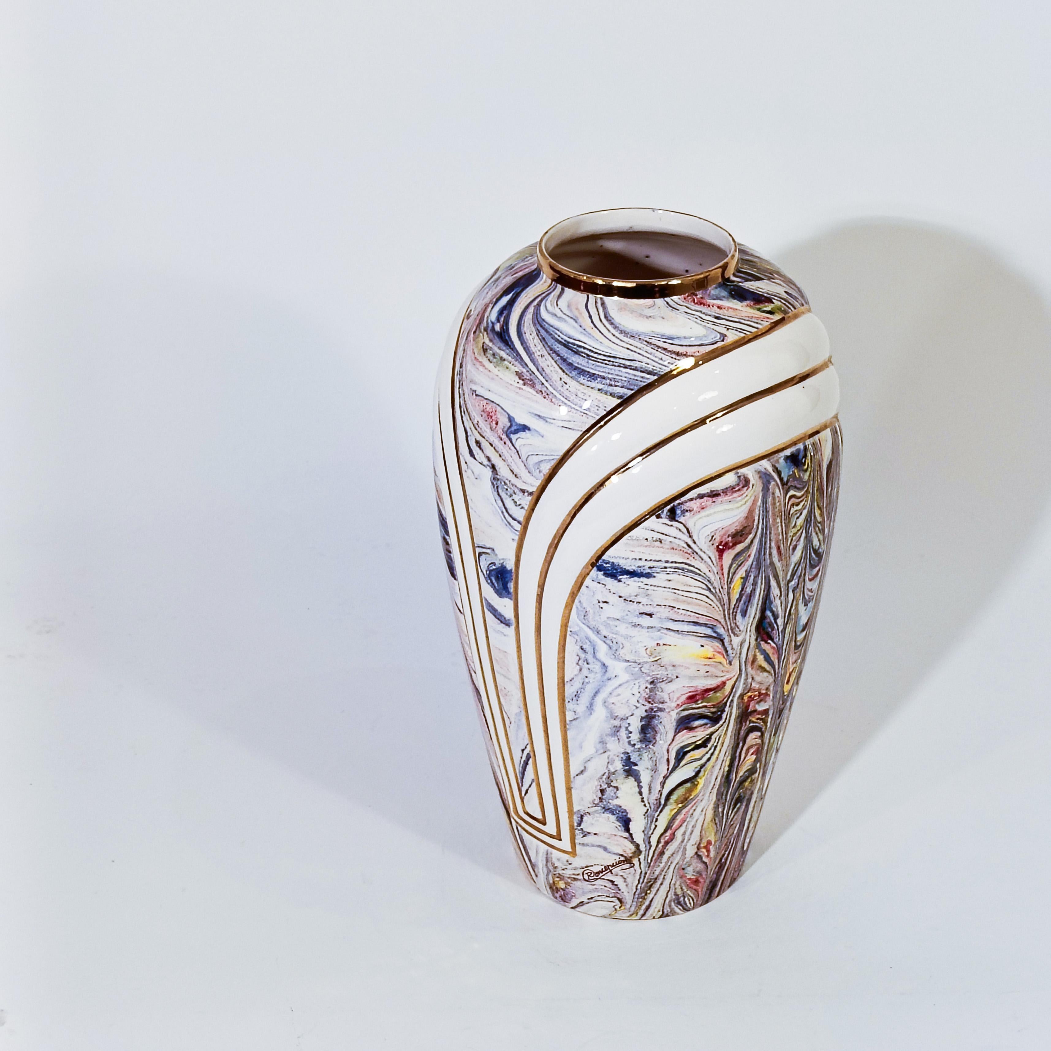 Smaltato Hollywood Regency. Grande vaso postmoderno in ceramica di Manises, Spagna, anni '80 in vendita