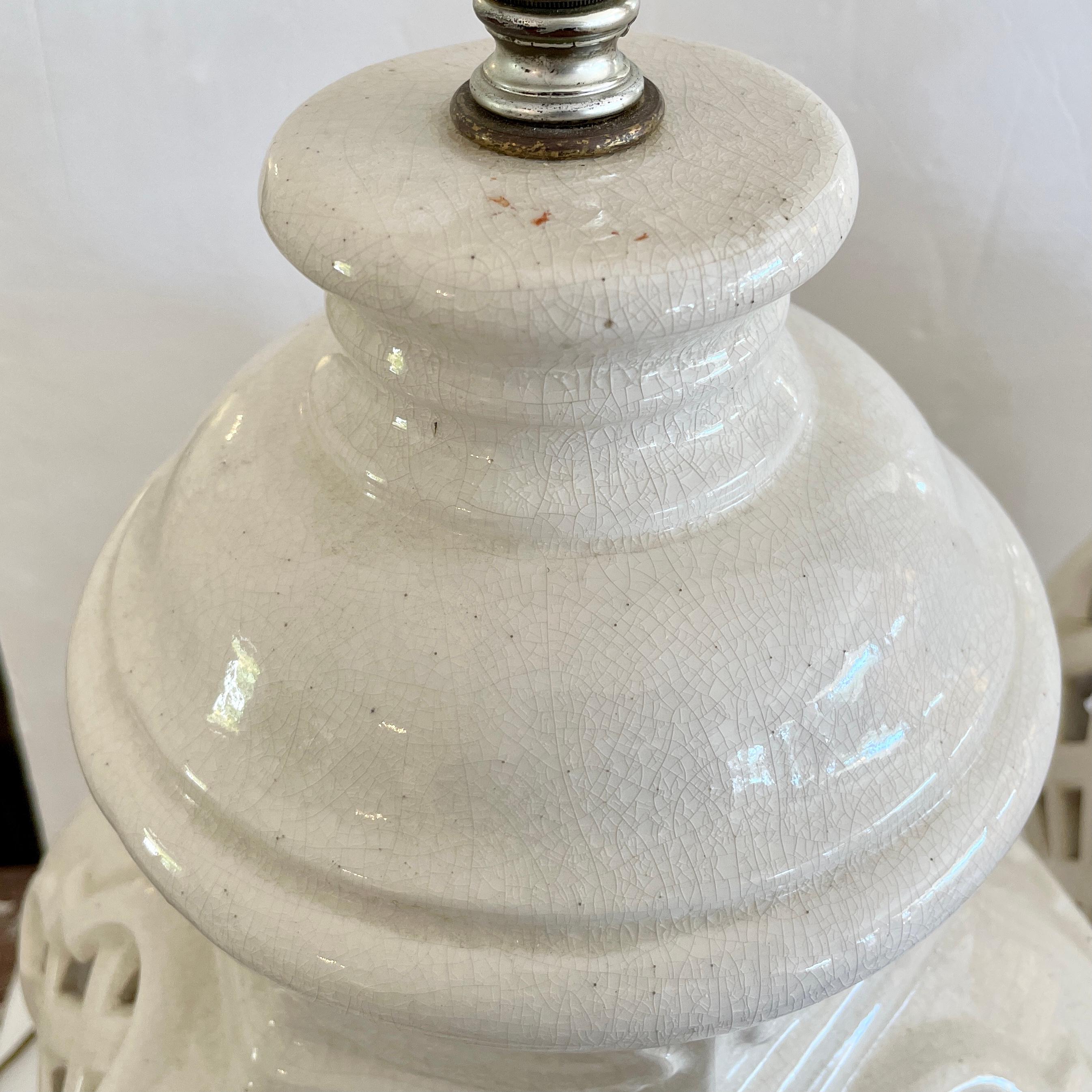 Hollywood Regency Lattice Ginger Jar Table Lamps, a Pair 2