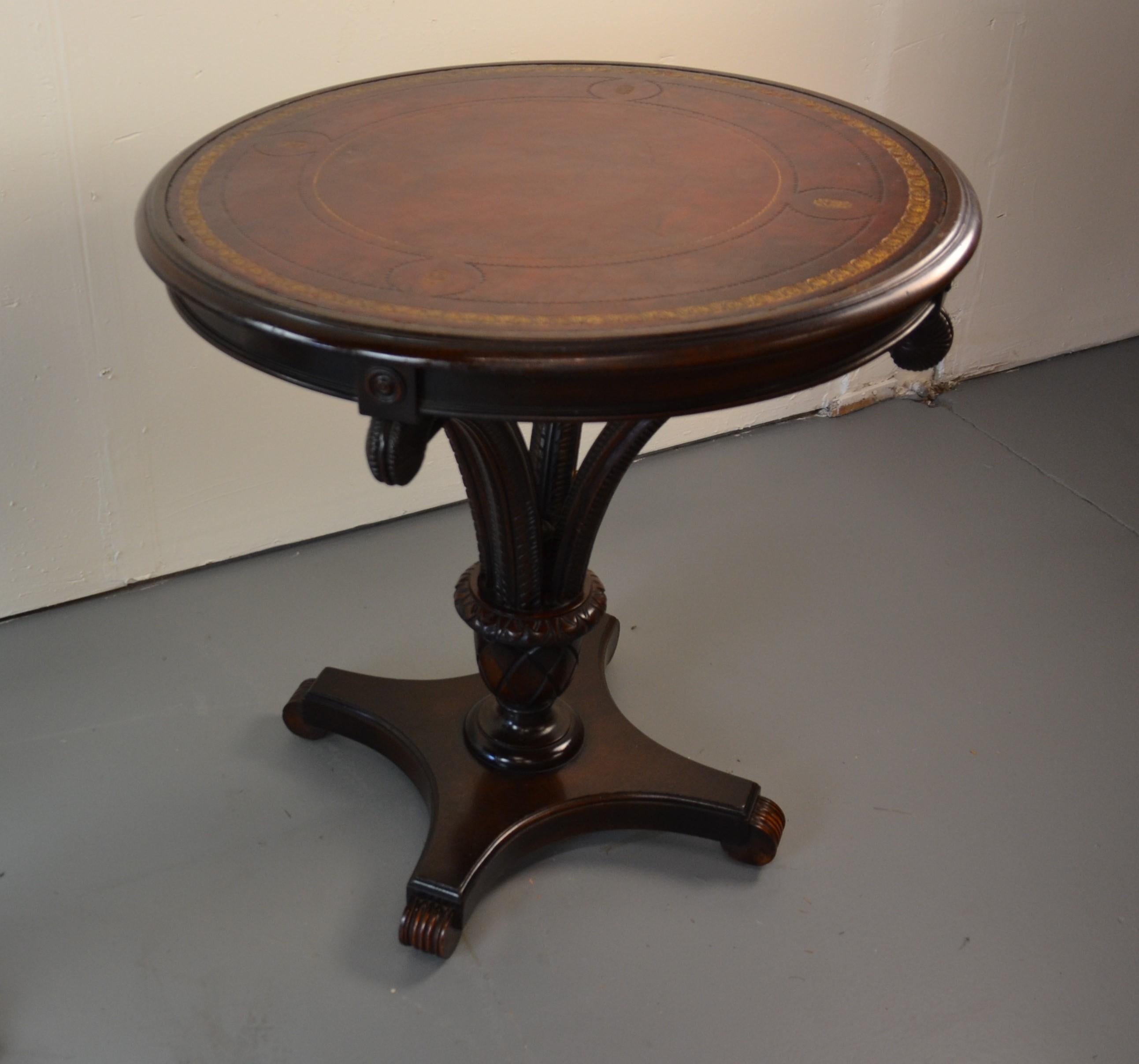 Mid-20th Century Hollywood Regency Leather Top End Table S/2