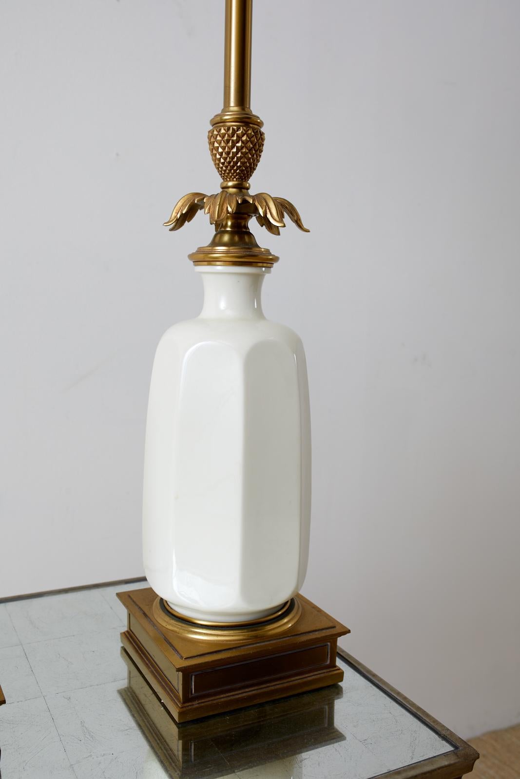 American Hollywood Regency Lenox Porcelain and Brass Stiffel Lamps For Sale
