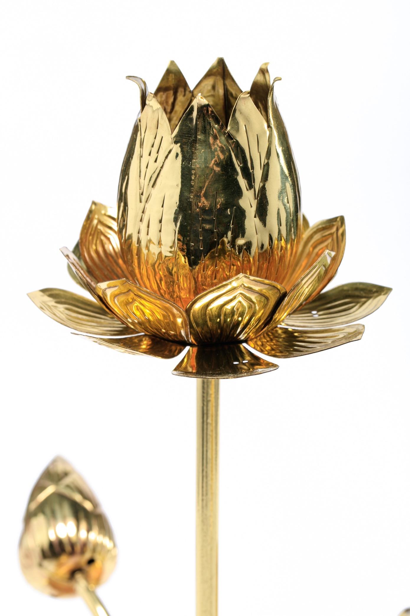 1960s hollywood regency lotus lamp