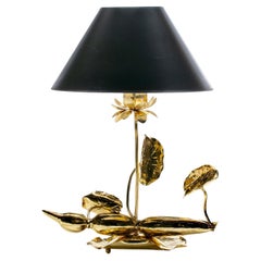 Lampada Hollywood Regency a forma di fiore di loto in ottone lucido di Feldman, 1960 ca.