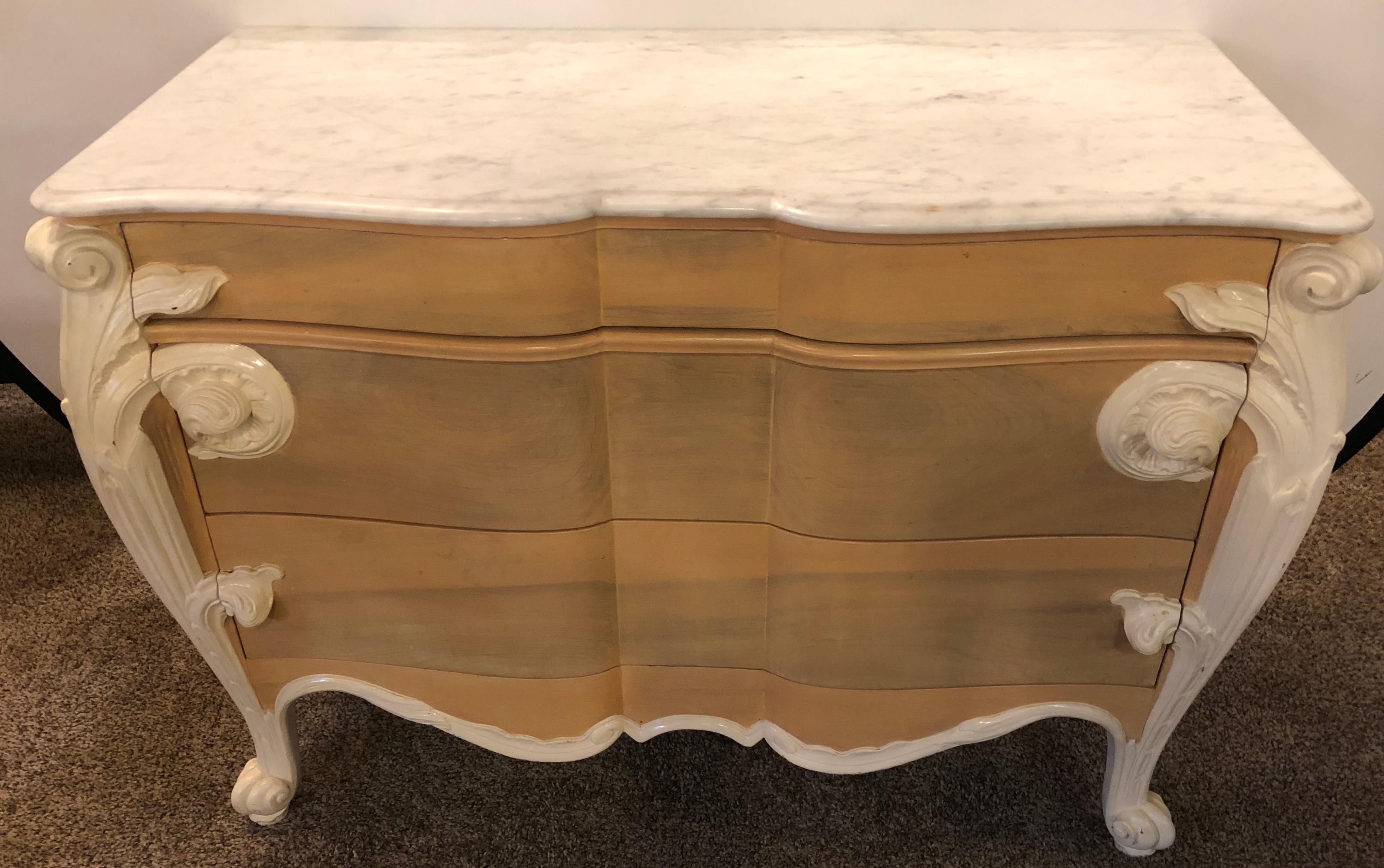 Marble Hollywood Regency Louis XV Commodes, Nightstands or Dressers by Casaragi a Pair