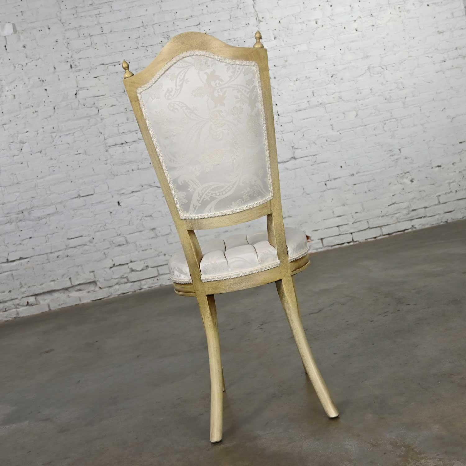 Hollywood Regency Louis XVI Style Antique White Dressing or Accent Chair For Sale 4