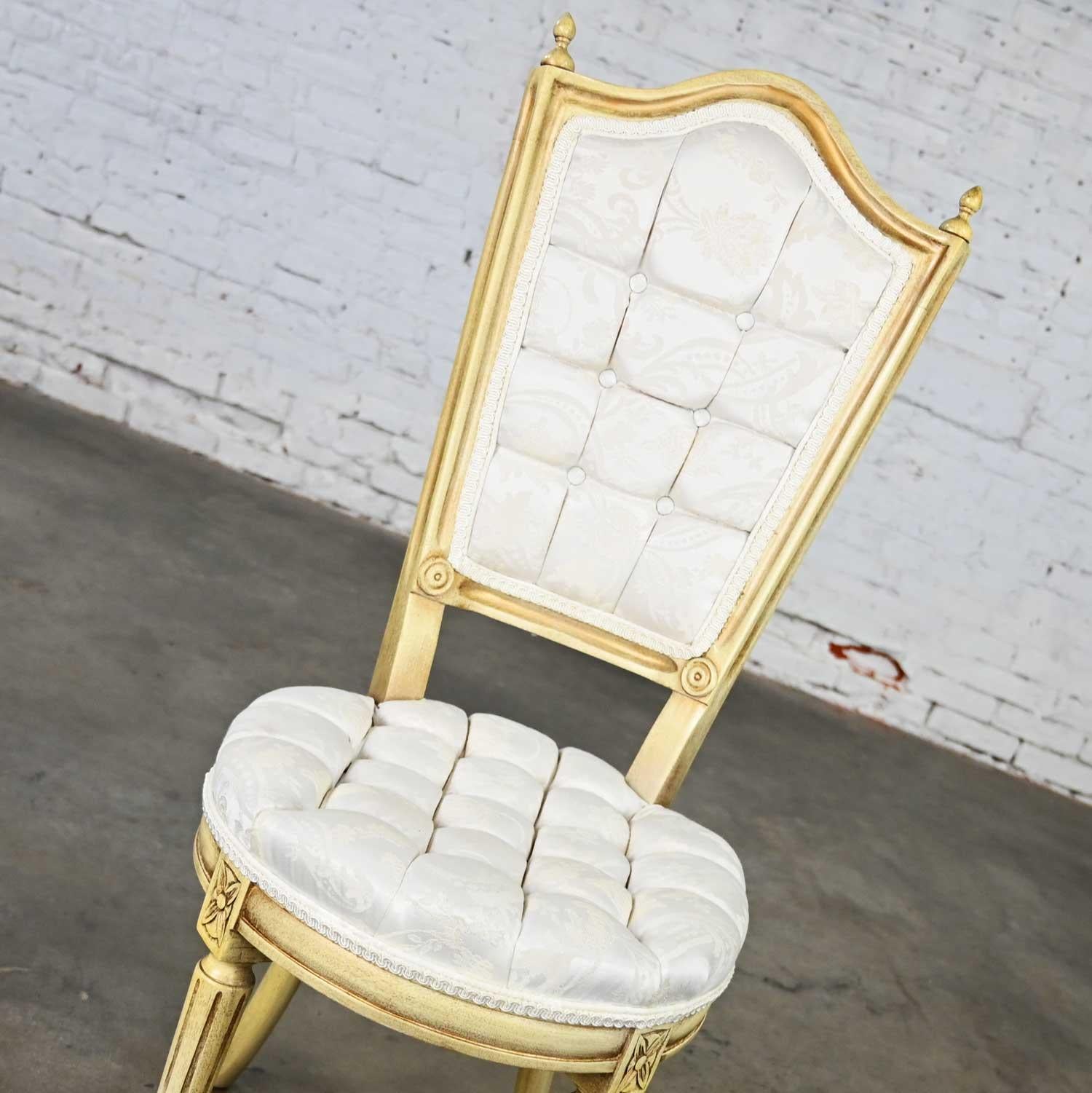 Hollywood Regency Louis XVI Style Antique White Dressing or Accent Chair For Sale 6