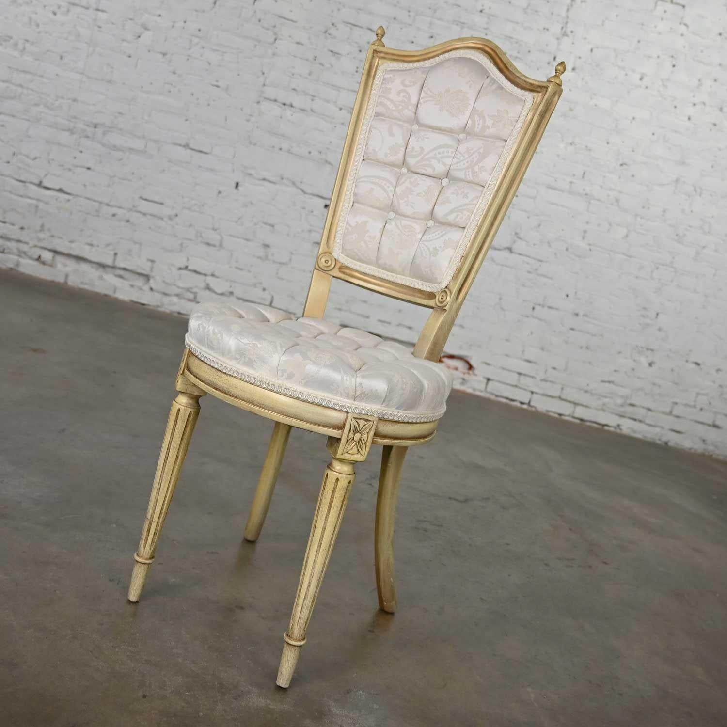 American Hollywood Regency Louis XVI Style Antique White Dressing or Accent Chair For Sale