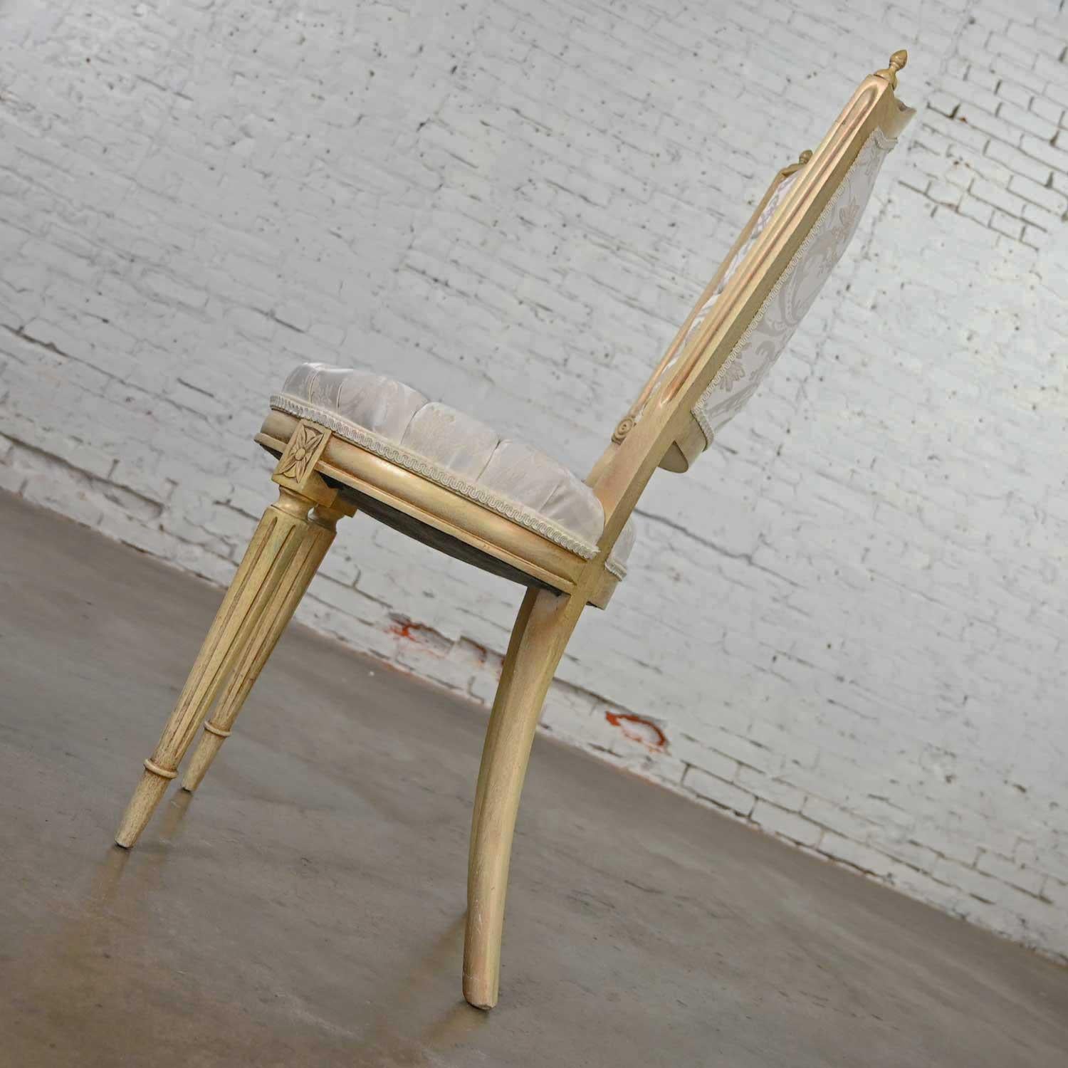 20th Century Hollywood Regency Louis XVI Style Antique White Dressing or Accent Chair For Sale