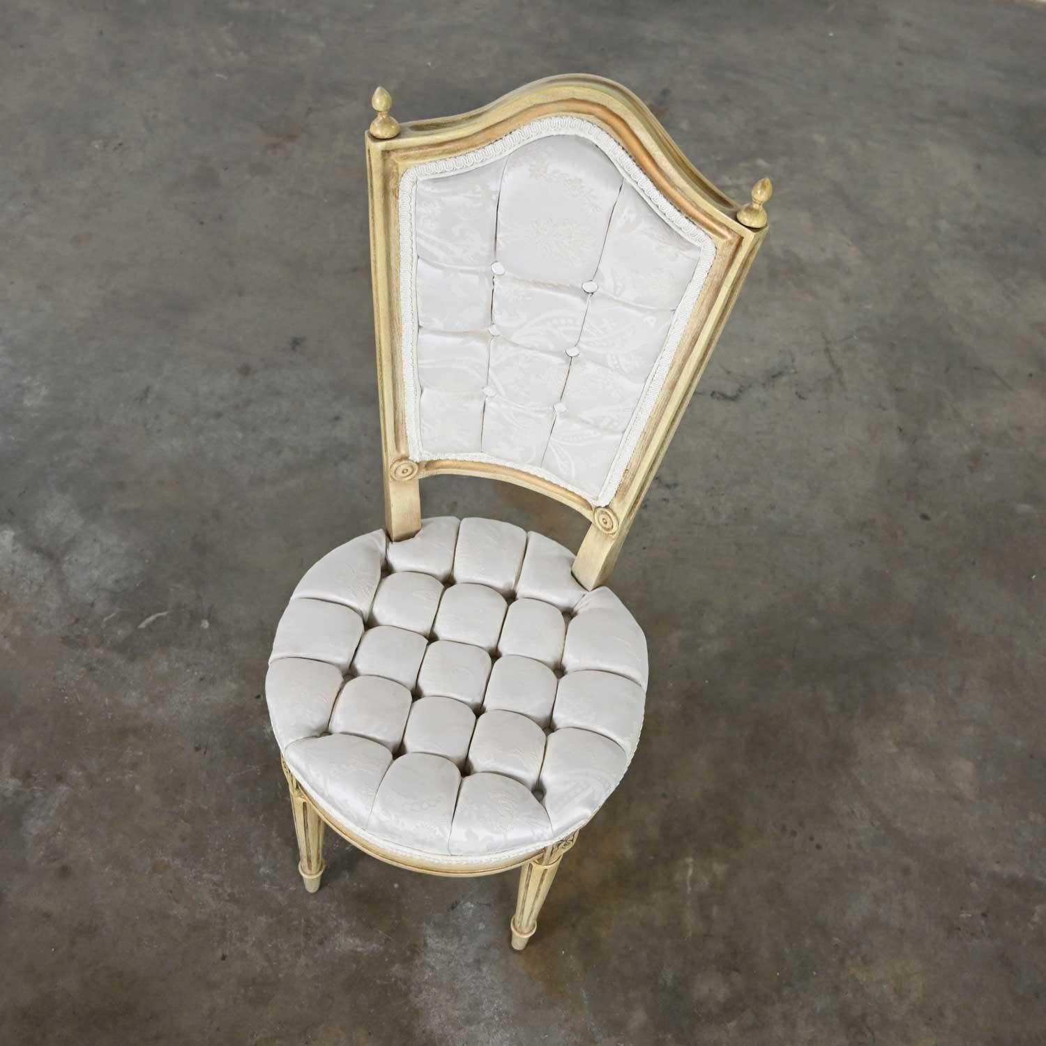 Paint Hollywood Regency Louis XVI Style Antique White Dressing or Accent Chair For Sale