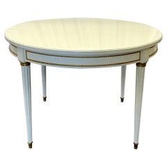 Tavolo da pranzo Hollywood Regency in stile Luigi XVI, laccato, bronzo, Jansen St.