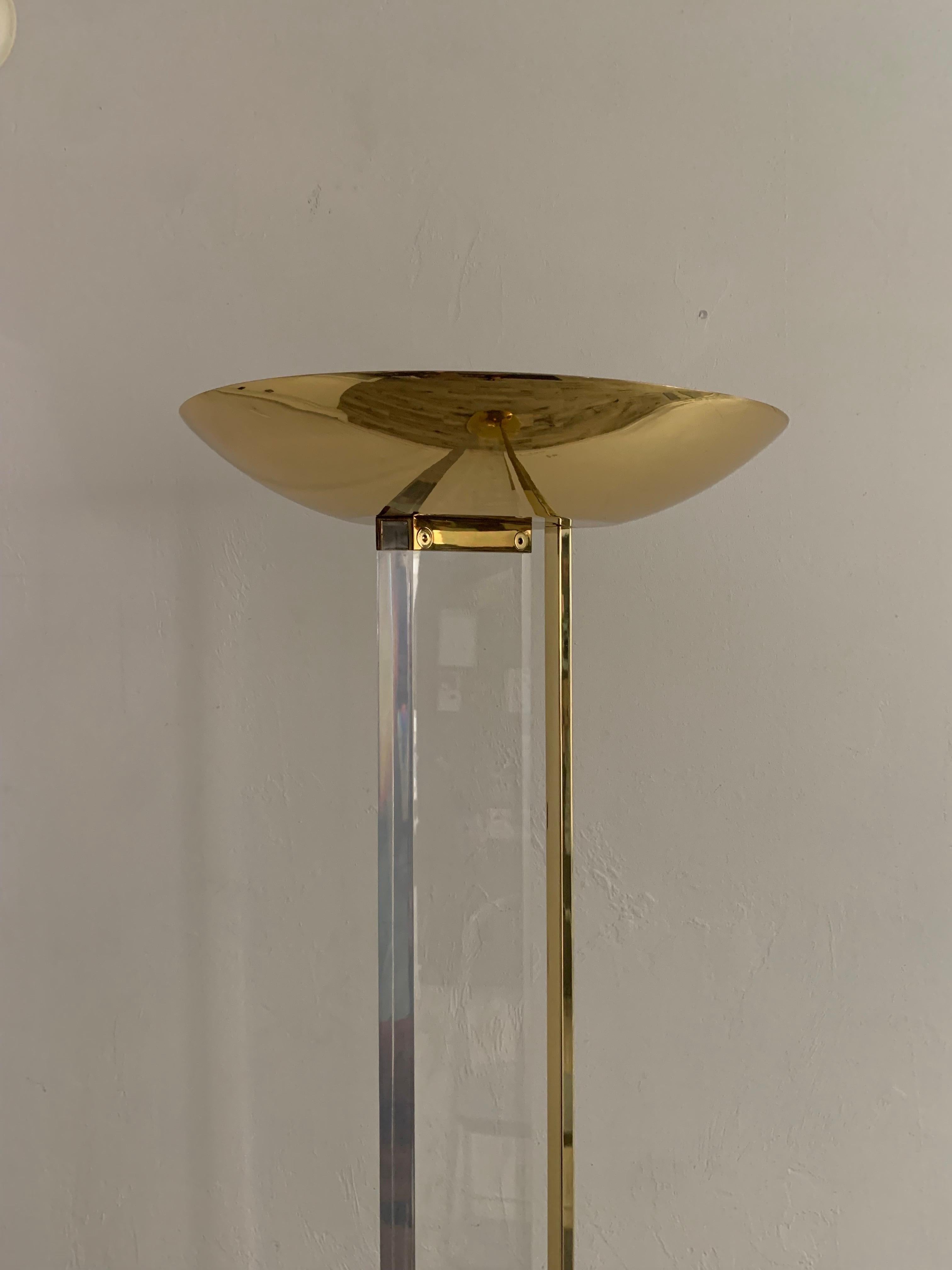 Hollywood Regency Lucite and Brass Floor Lamp by Fredrick Ramond For Sale 5