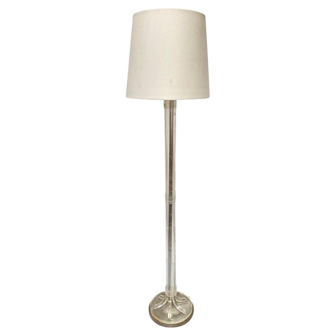 Hollywood Regency Lucite and Chrome Floor Lamp For Sale