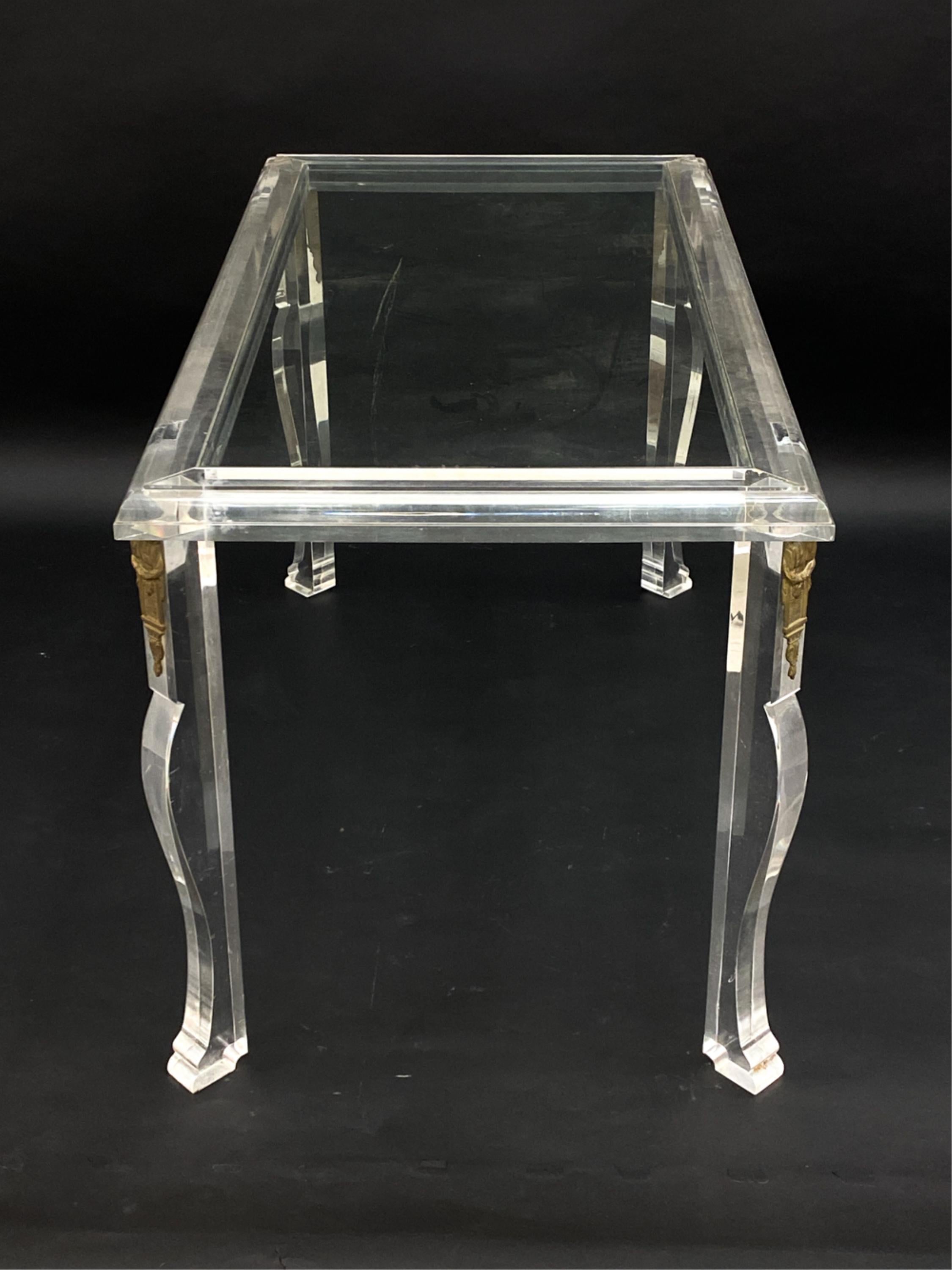 Scrivania in lucite e vetro Hollywood Regency Circa 1930 in vendita 5