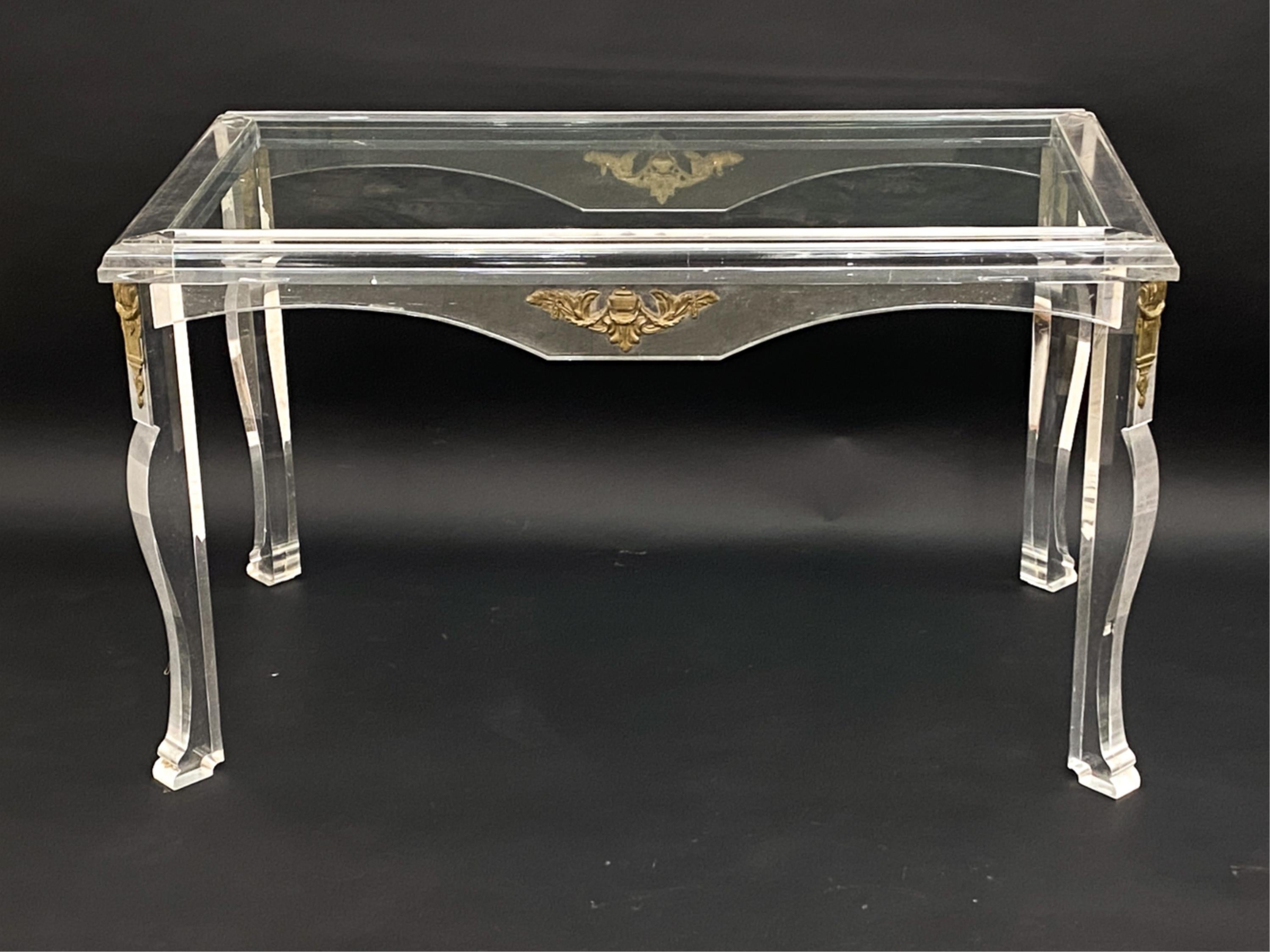 Americano Scrivania in lucite e vetro Hollywood Regency Circa 1930 in vendita