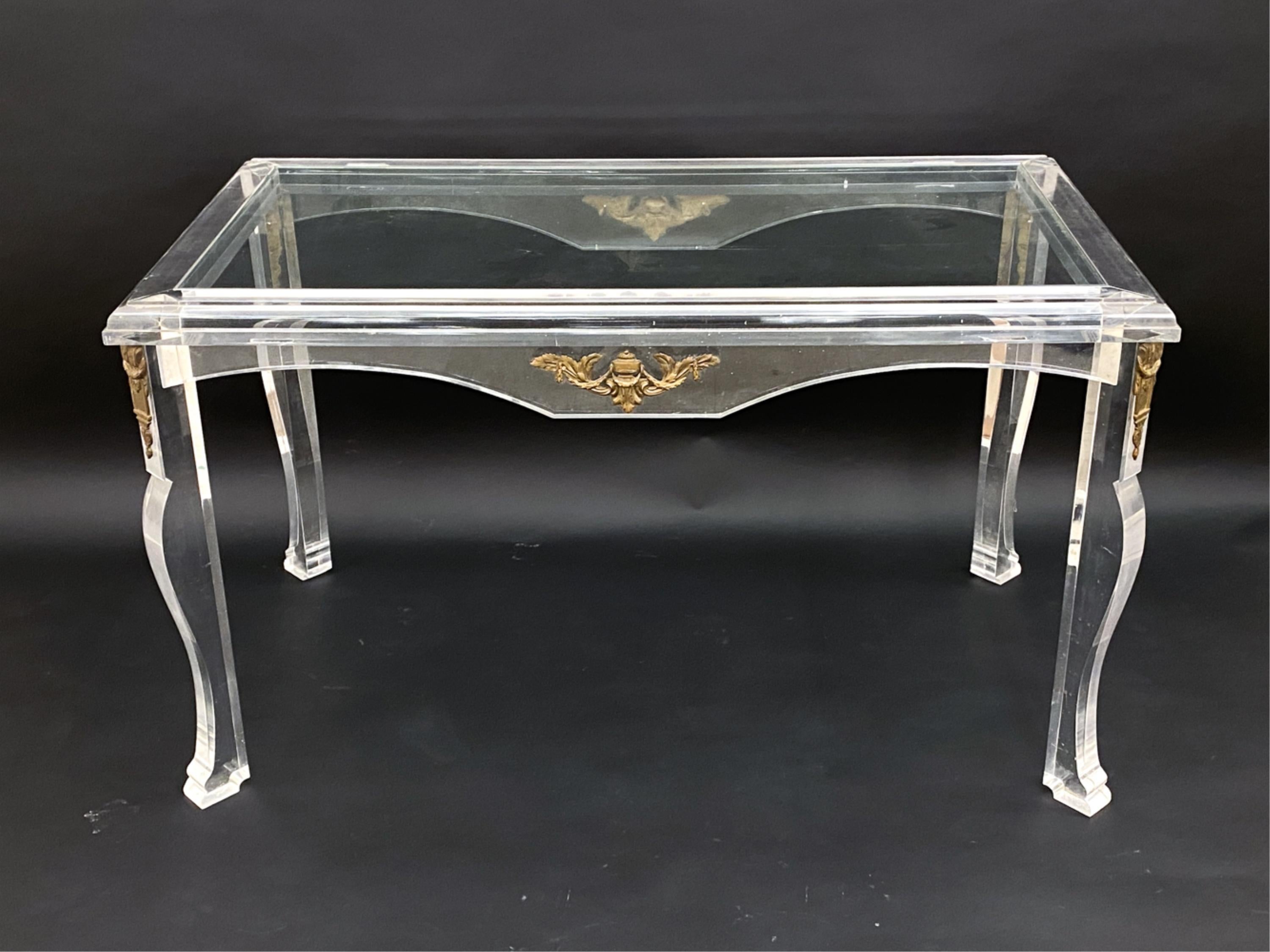 Scrivania in lucite e vetro Hollywood Regency Circa 1930 in vendita 2