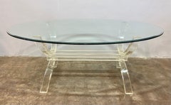 Hollywood Regency Lucite and Glass Dining Table