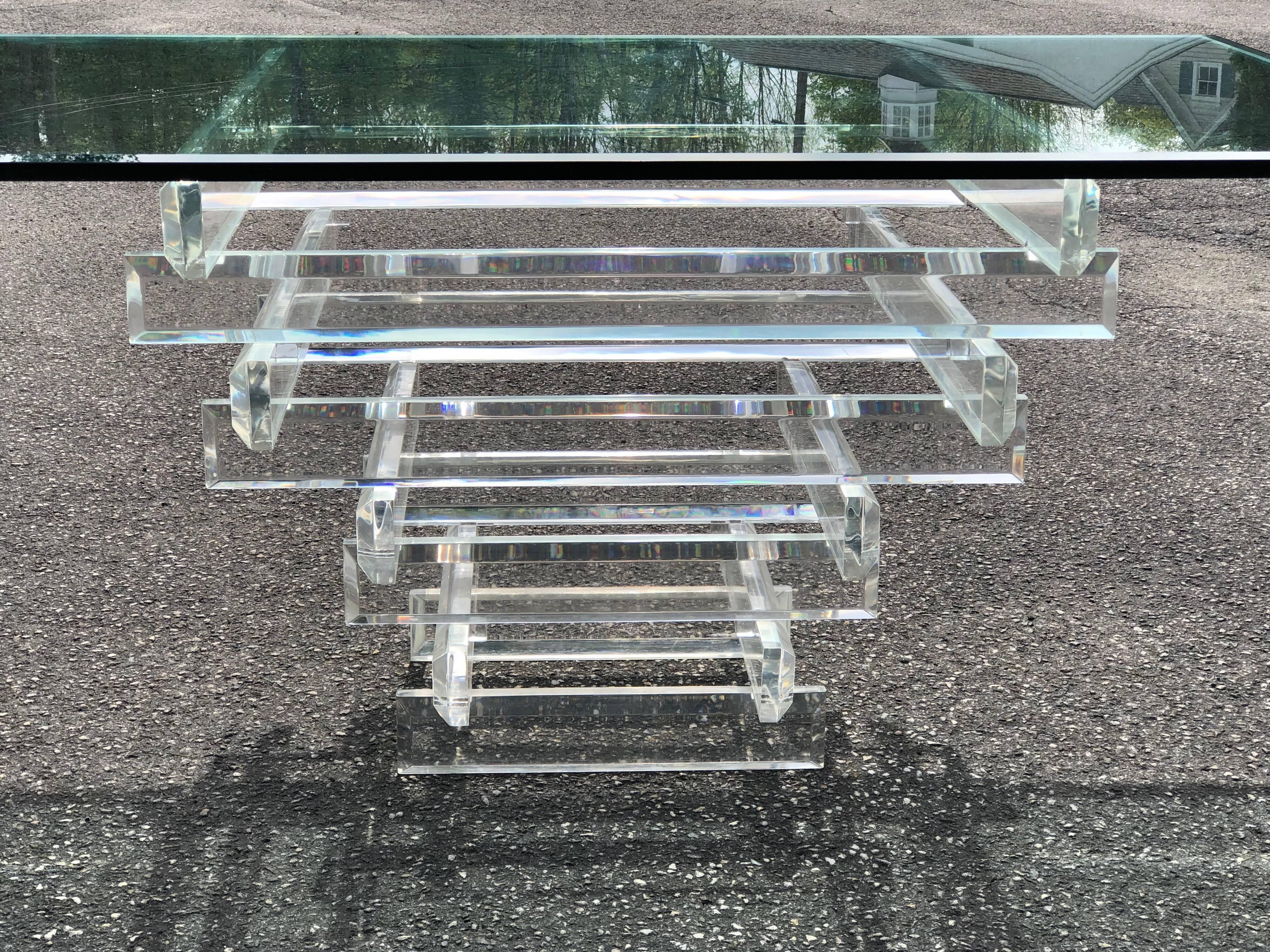 Late 20th Century  Lucite and Glass Dining Table attributed to Charles Hollis Jones