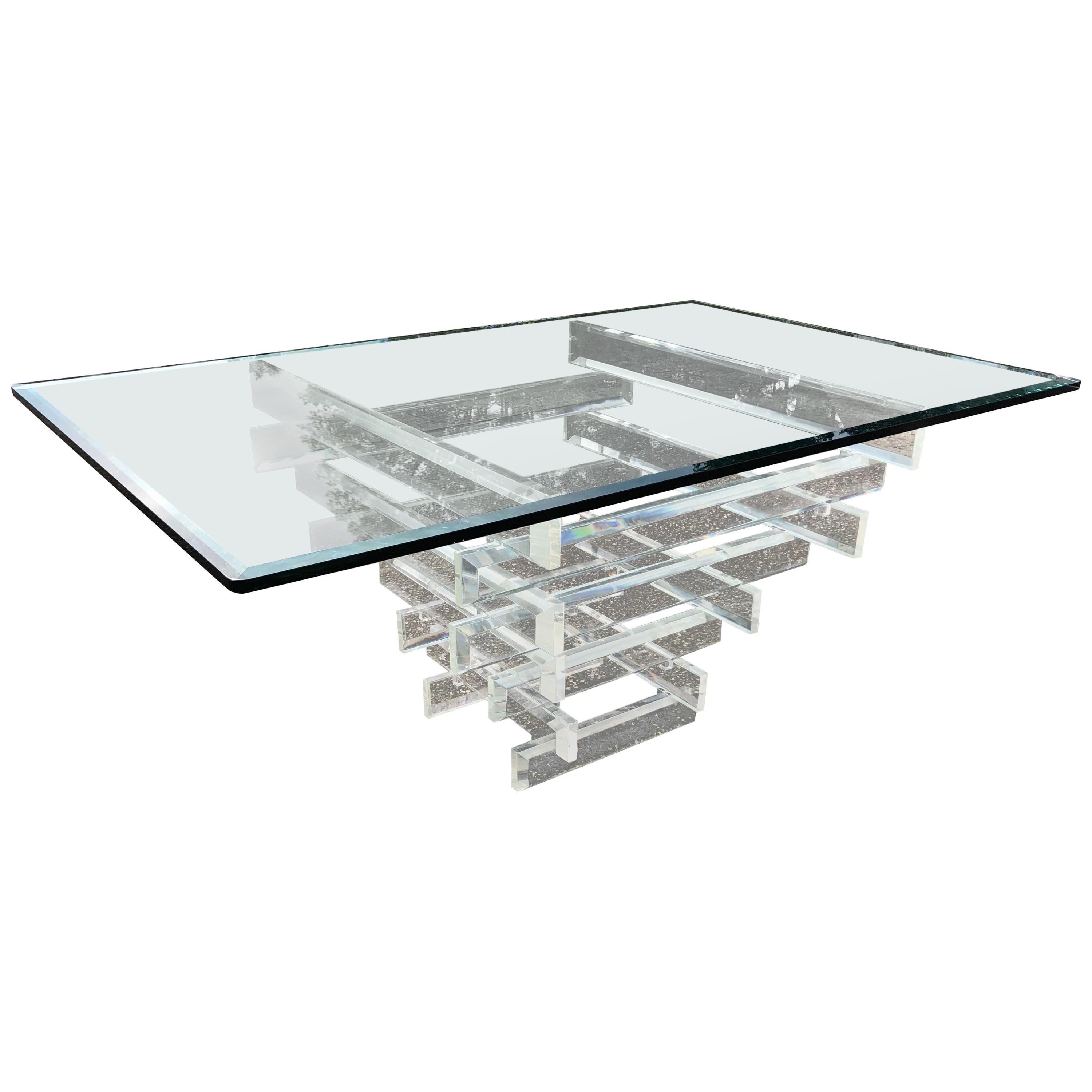  Lucite and Glass Dining Table attributed to Charles Hollis Jones