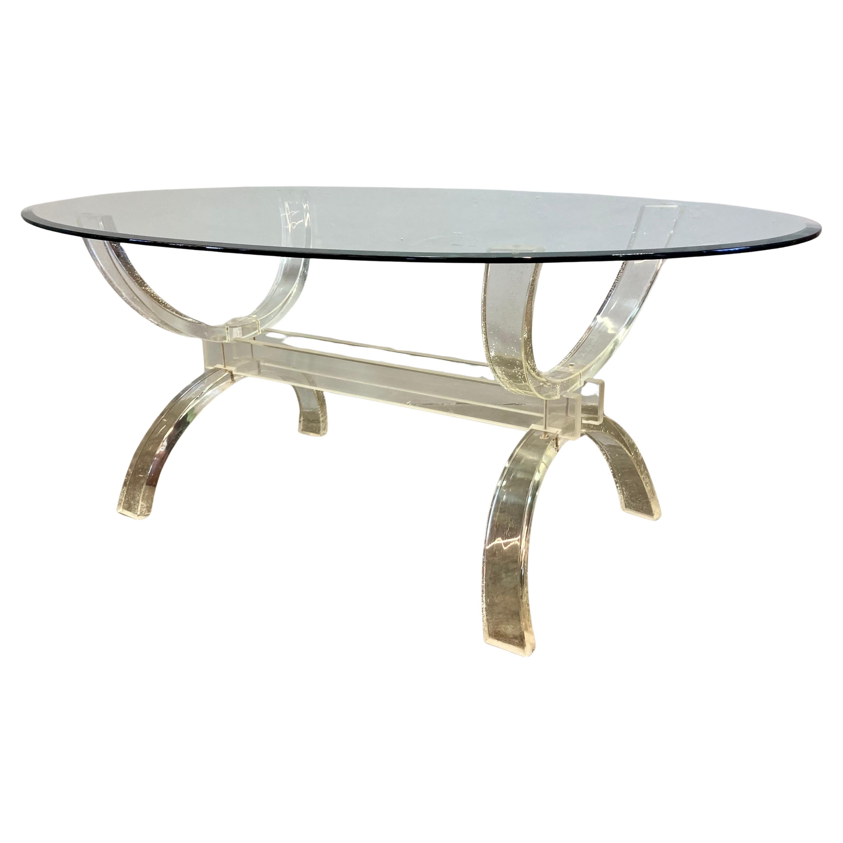 Hollywood Regency Lucite and Glass Dining Table