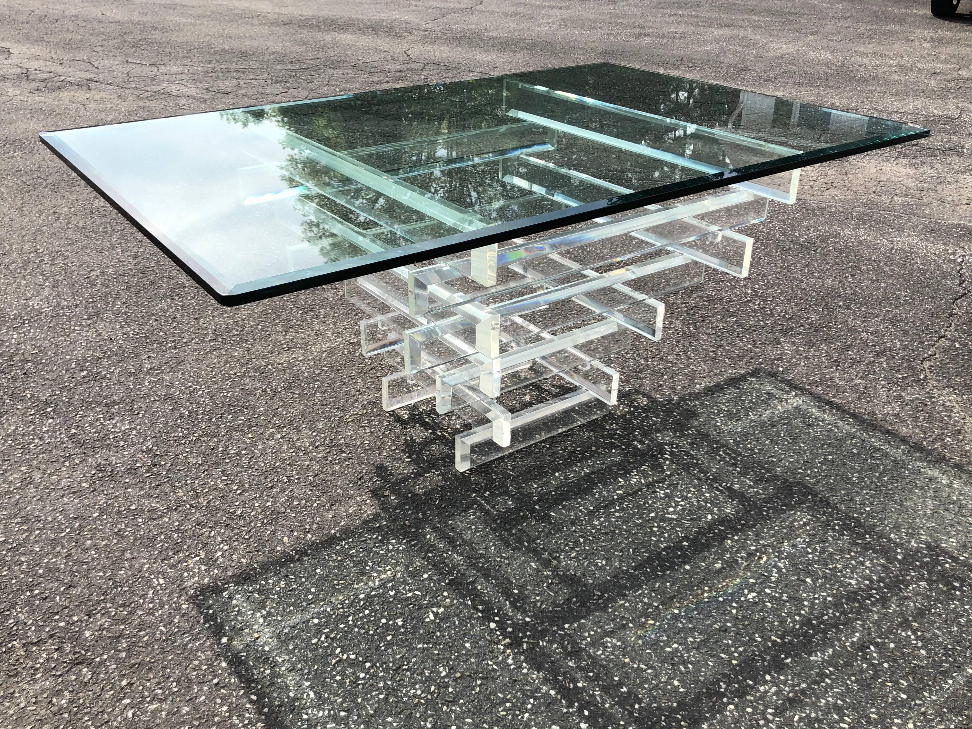  Lucite and Glass Dining Table attributed to Charles Hollis Jones 1