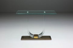 Hollywood Regency, Konsolentisch aus Lucite und Messing für Belgo Chrome, Belgien, 1970er Jahre