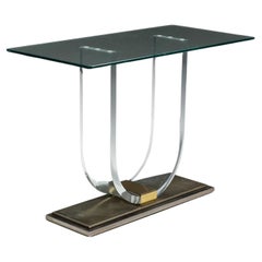 Hollywood Regency, Lucite & Brass Console Table for Belgo Chrome, Belgium, 1970s