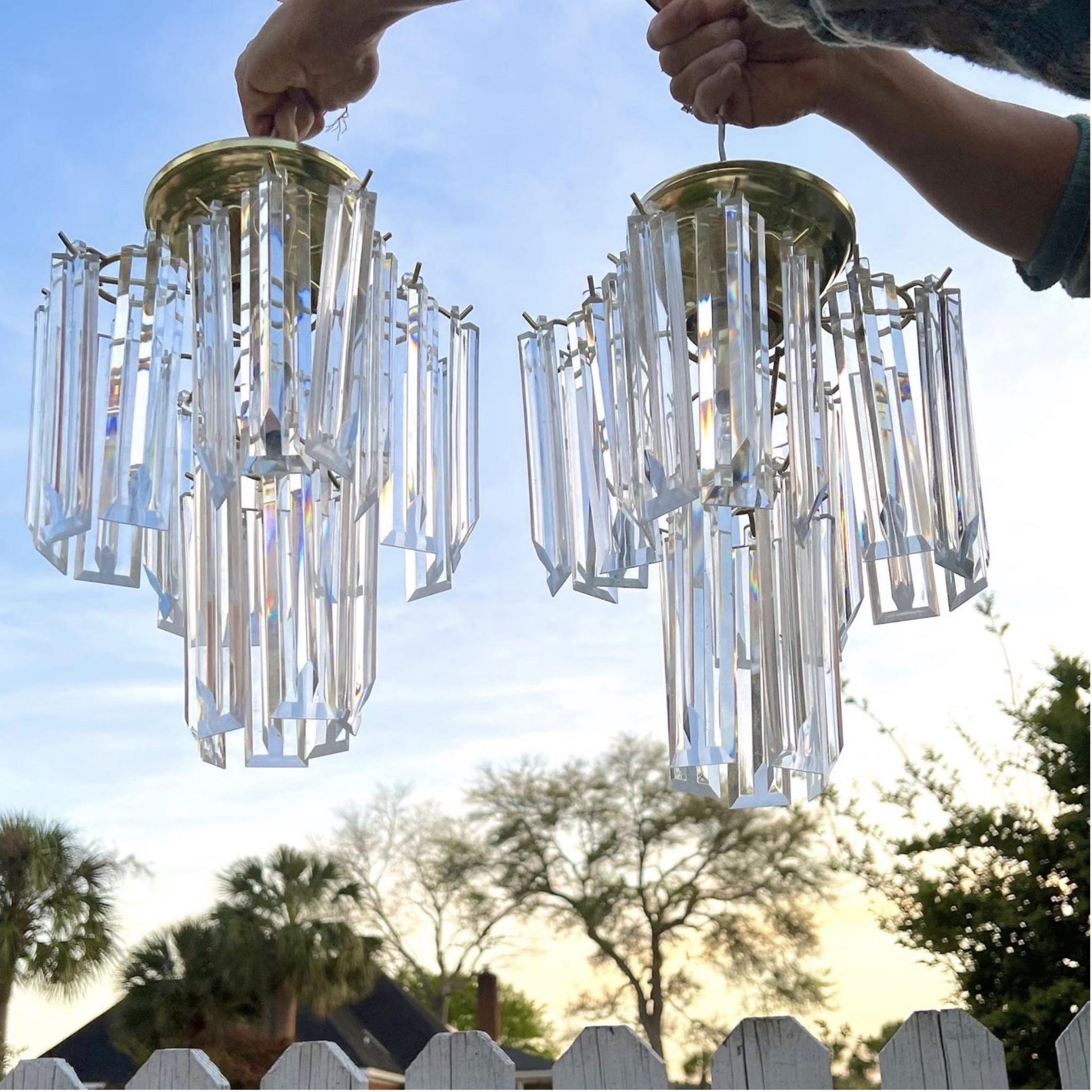 Hollywood Regency Lucite Chandeliers, a Pair 1