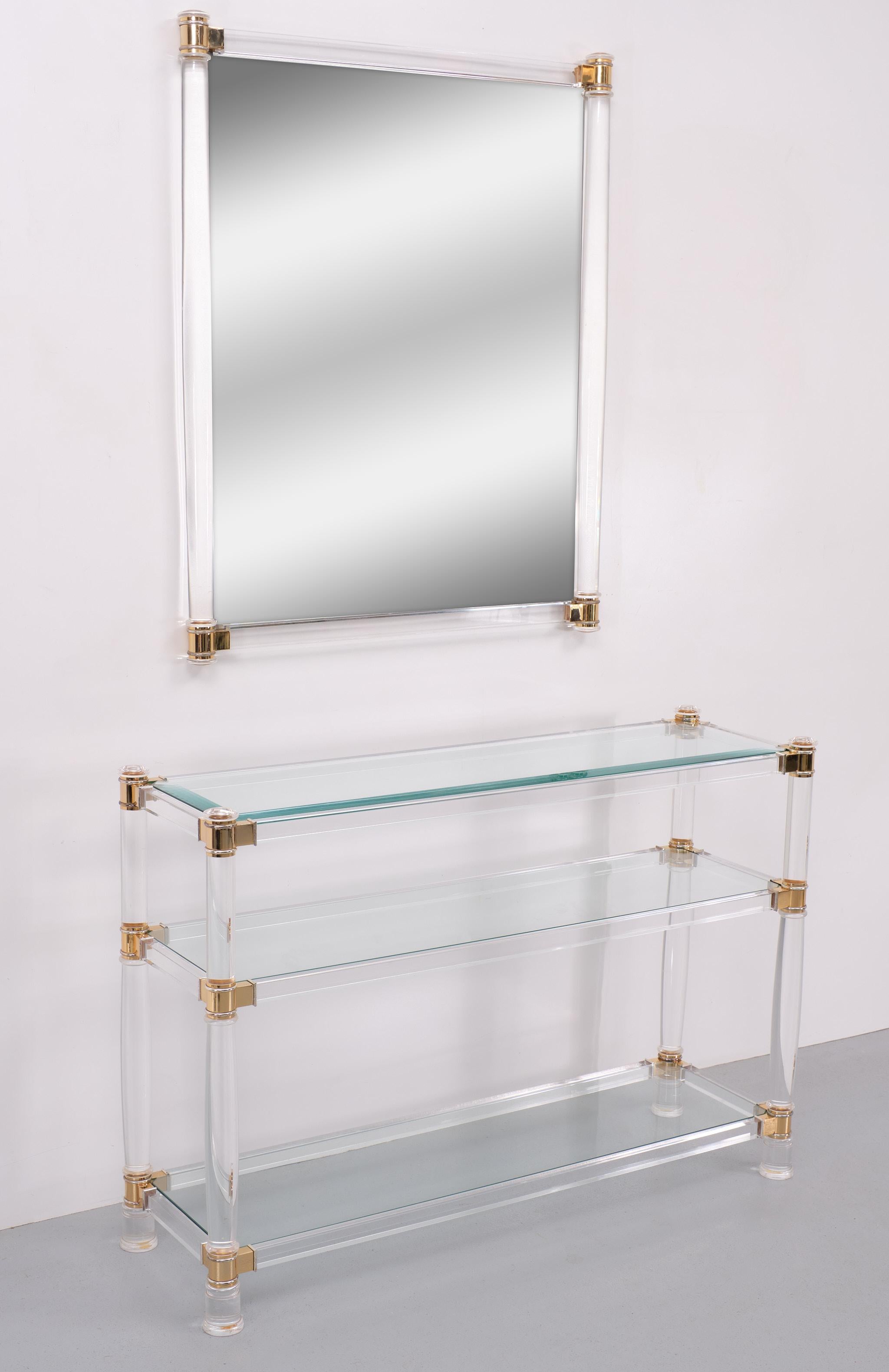 Hollywood Regency  Lucite Console table and Mirror 1970s France  For Sale 5