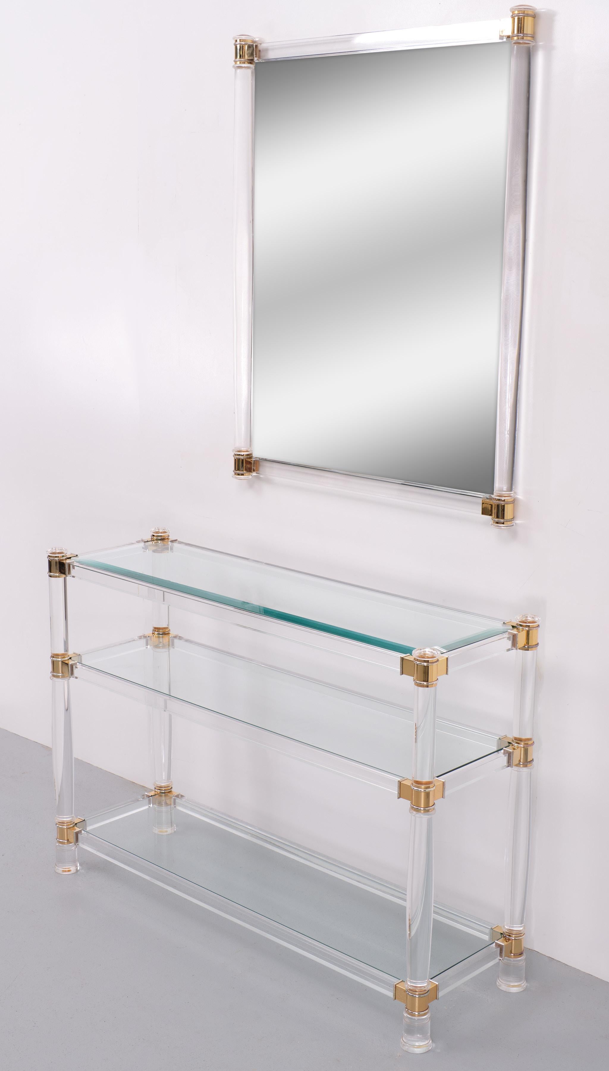 Hollywood Regency  Lucite Console table and Mirror 1970s France  For Sale 6