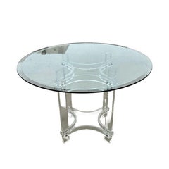 Tavolo da pranzo rotondo in lucite e vetro di metà secolo di Charles Hollis Jones