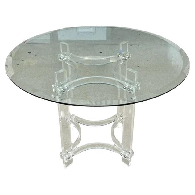 Mid-century Lucite & Glass Round Dining Table by Charles Hollis Jones