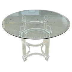 Hollywood Regency Lucite & Glass Round Dining Table by Charles Hollis Jones