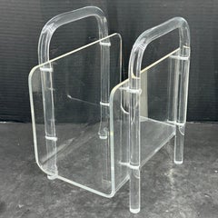 Hollywood Regency Lucite Magazine Rack, 1970's American