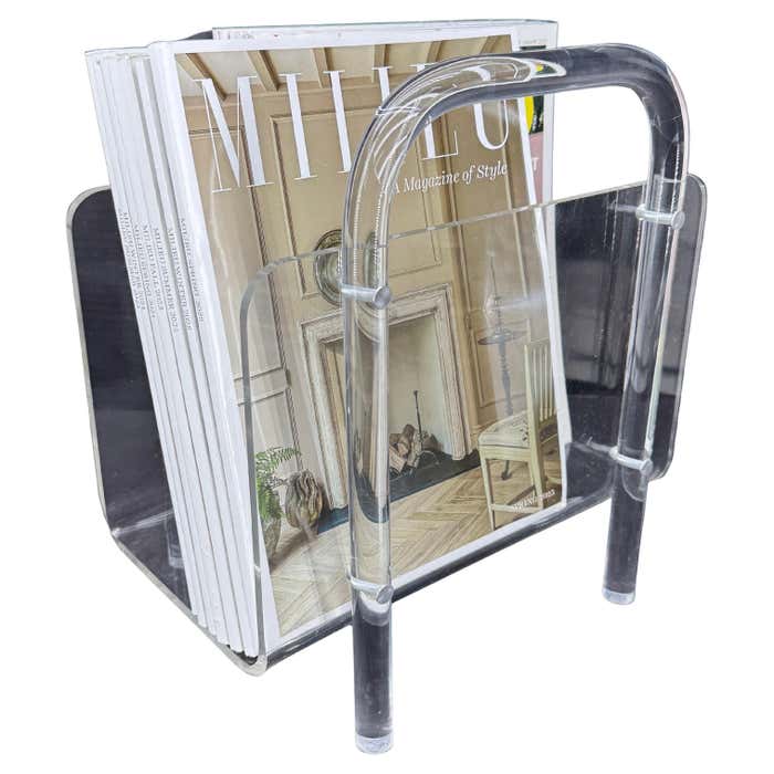 Hollywood Regency Lucite Magazine Rack, 1970's American For Sale at 1stDibs