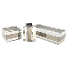 Hollywood regency lucite smoking set, Guzzini Italy 1970
