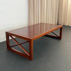 Hollywood Regency Mahogany And Leather Coffee Table