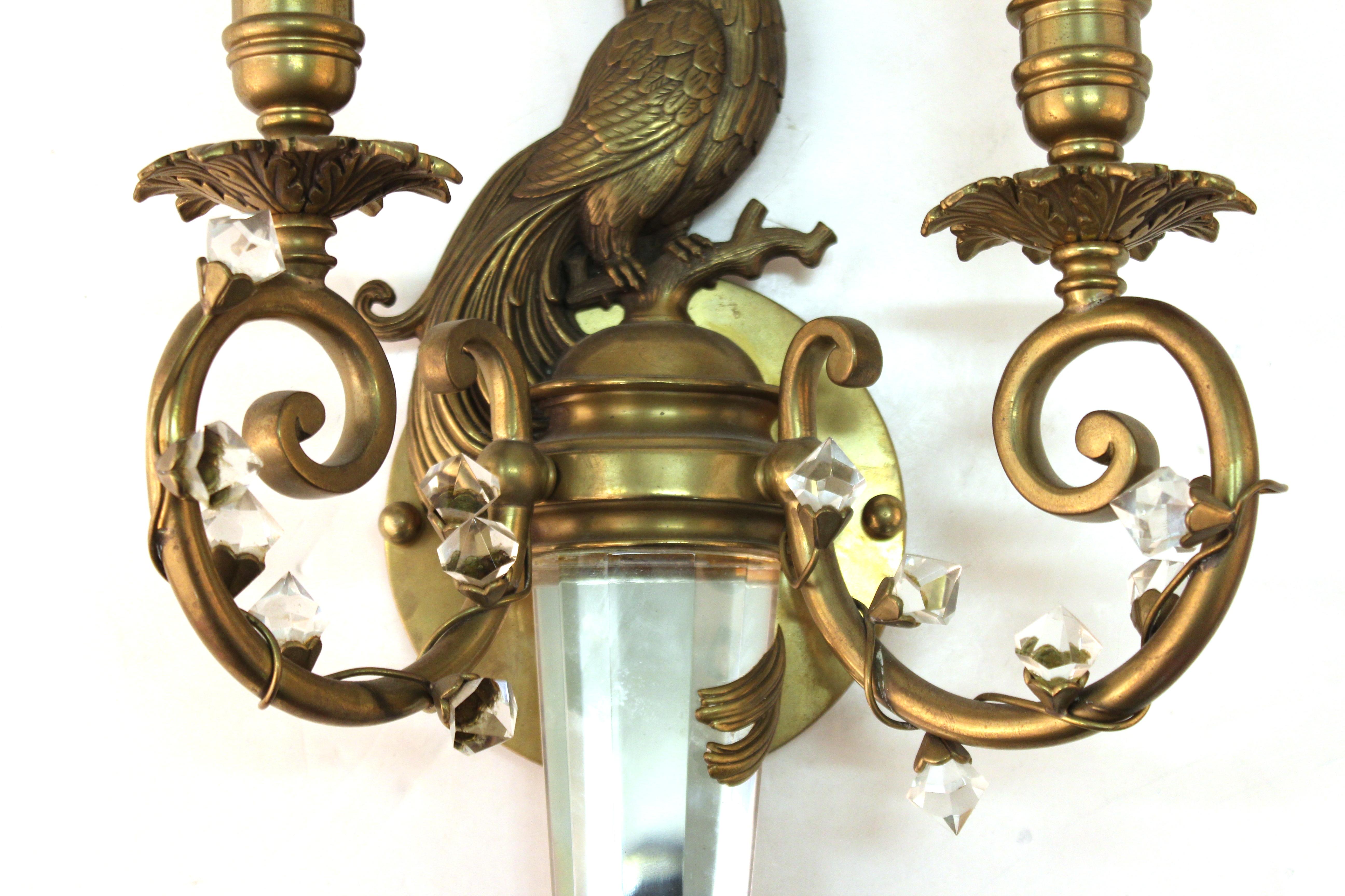 Hollywood Regency Maison Baguès Style Crystal Sconce In Good Condition In New York, NY