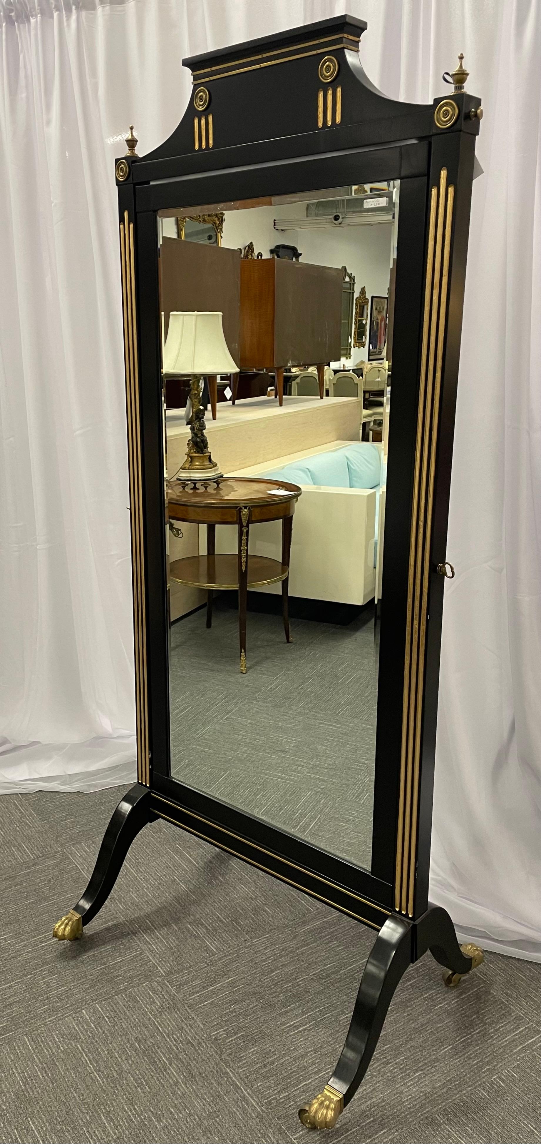 Hollywood Regency  Maison Jansen Beveled Cheval Mirror In Good Condition For Sale In Stamford, CT
