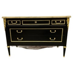 Hollywood Regency Maison Jansen Ebony Commode, Chest, Dresser, France, 1940s