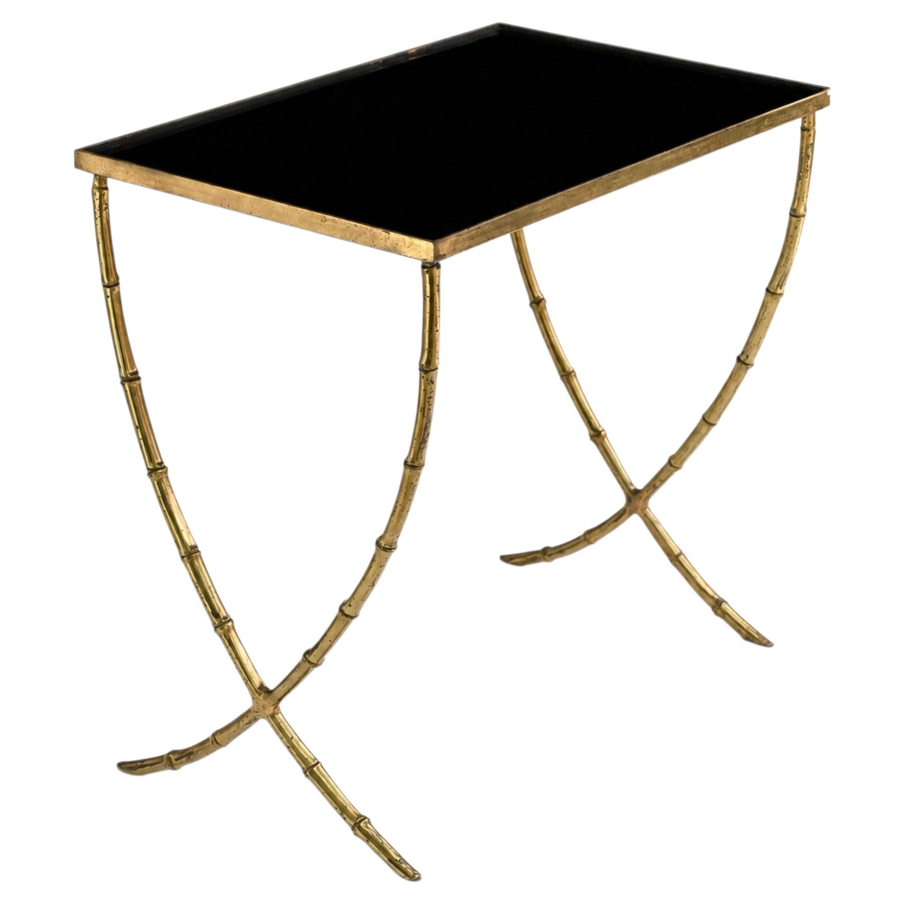 Hollywood Regency Maison Jansen Faux Bamboo Side Table