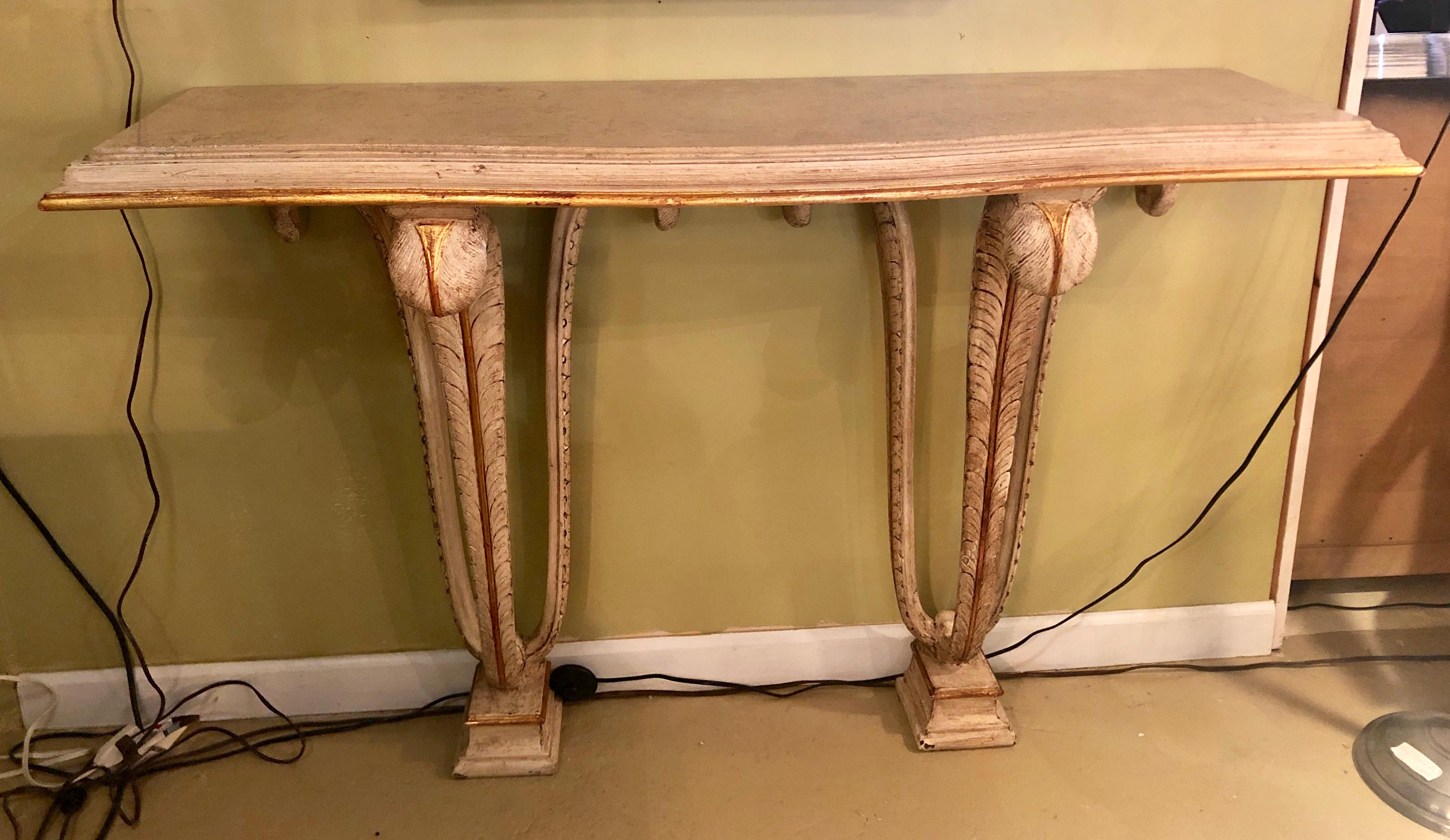Hollywood Regency Maison Jansen Marble Top Paint Decorated Console Table 2