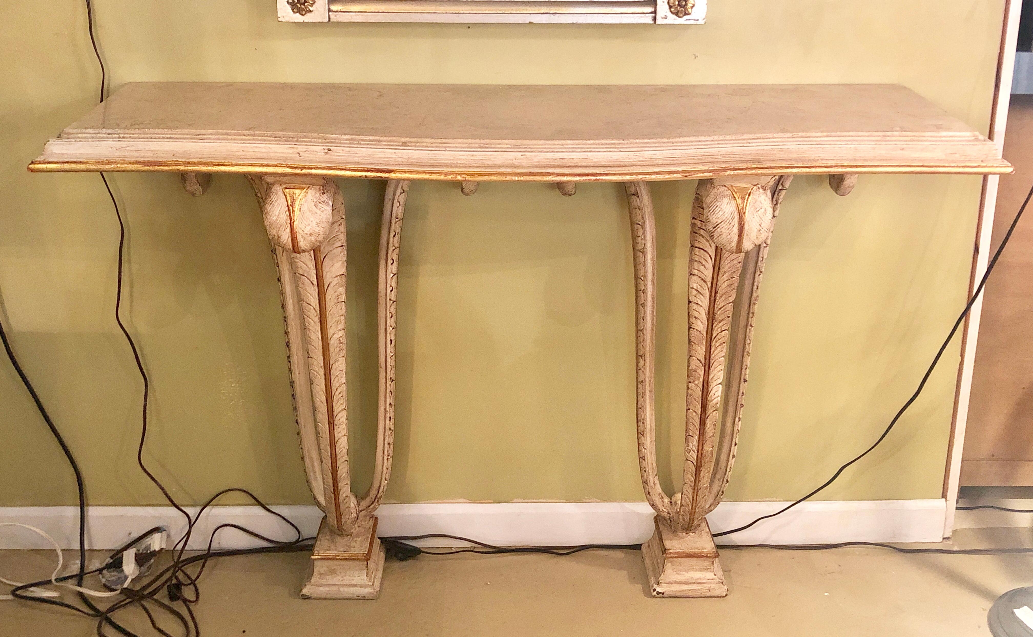 Hollywood Regency Maison Jansen Marble Top Paint Decorated Console Table 3