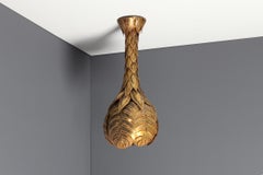Hollywood Regency Maison Jansen Pair of Brass Palm Tree Wall / Ceiling Light