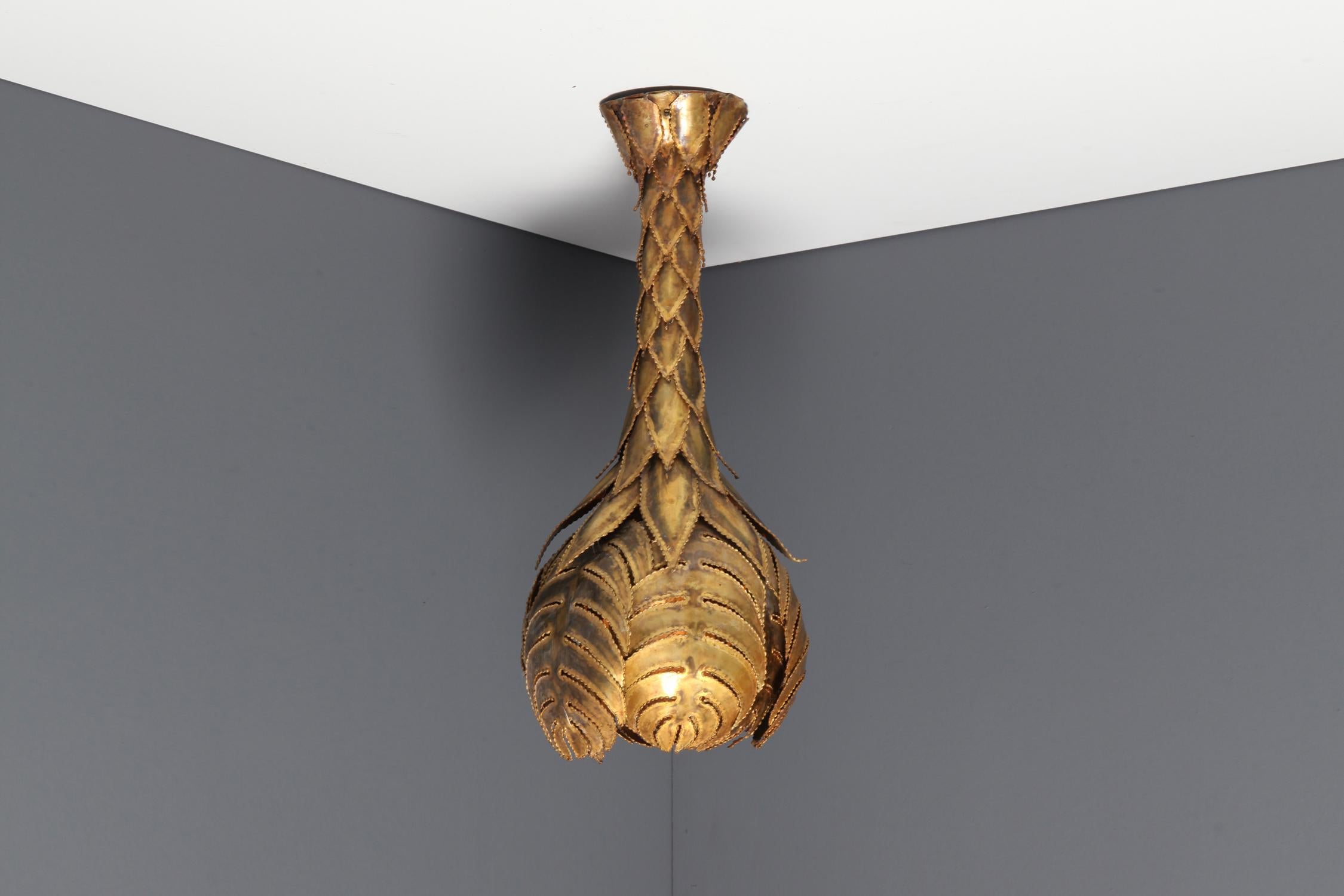 Hollywood Regency Set of Brass Palm Tree Wall / Ceiling Lights In Good Condition In Antwerp, BE