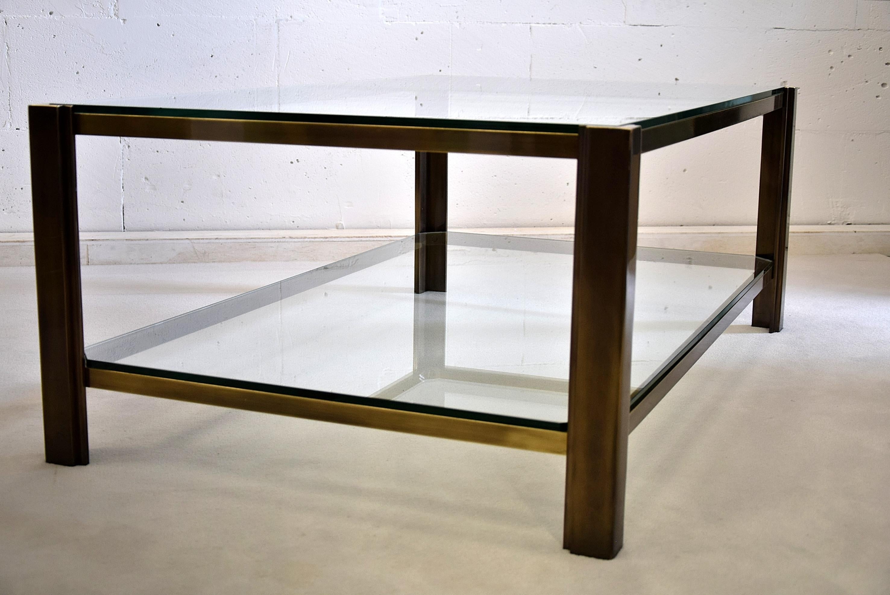 Hollywood Regency Maison Jansen Solid Brass Coffee Table In Good Condition In Weesp, NL