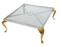 Hollywood Regency Maison Jansen Style Brass and Chrome Square Cocktail Table