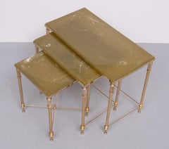Hollywood Regency  Maison Jansen  style  Brass nesting tables  France