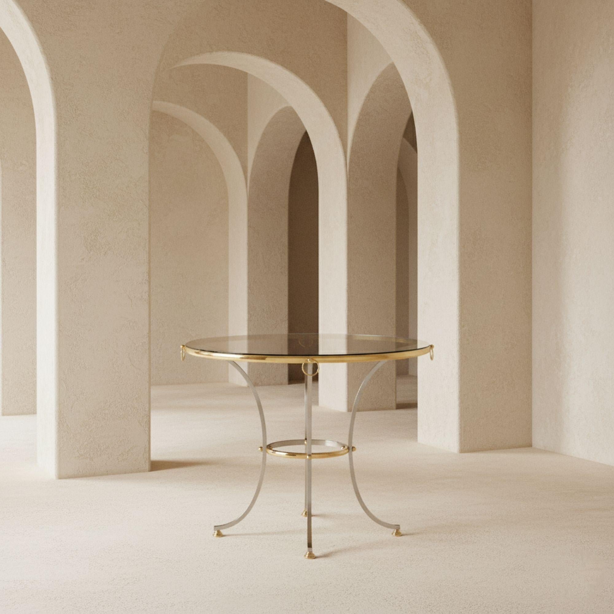 Européen Table de salle à manger circulaire de style Hollywood Regency Maison Jansen, vers 1970 en vente