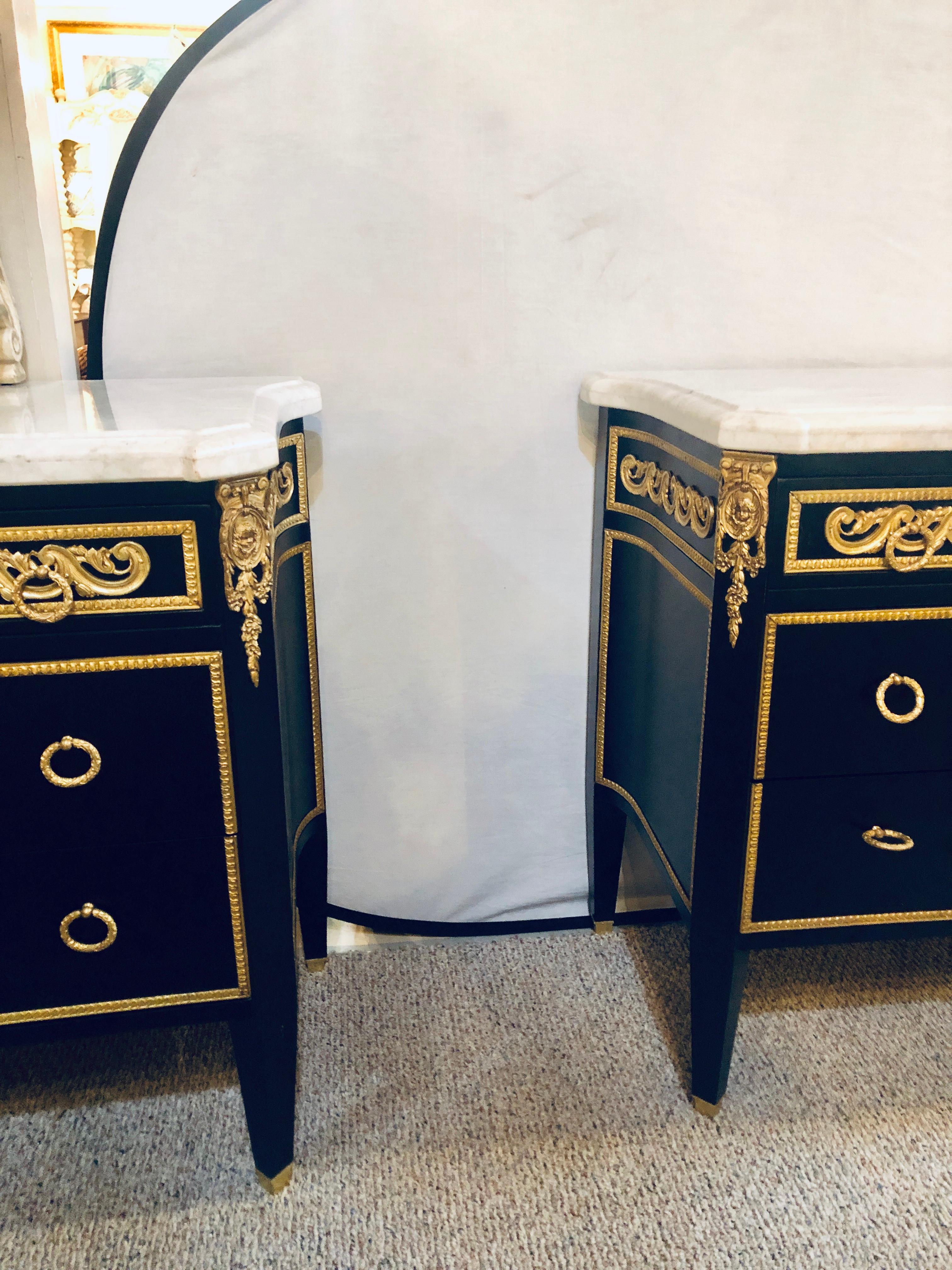 Hollywood Regency Maison Jansen Style Commodes, Nightstands or Chests a Pair 11