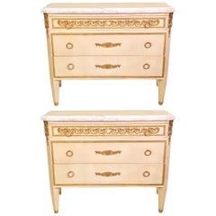 Hollywood Regency Maison Jansen Style Commodes or Nightstands a Pair